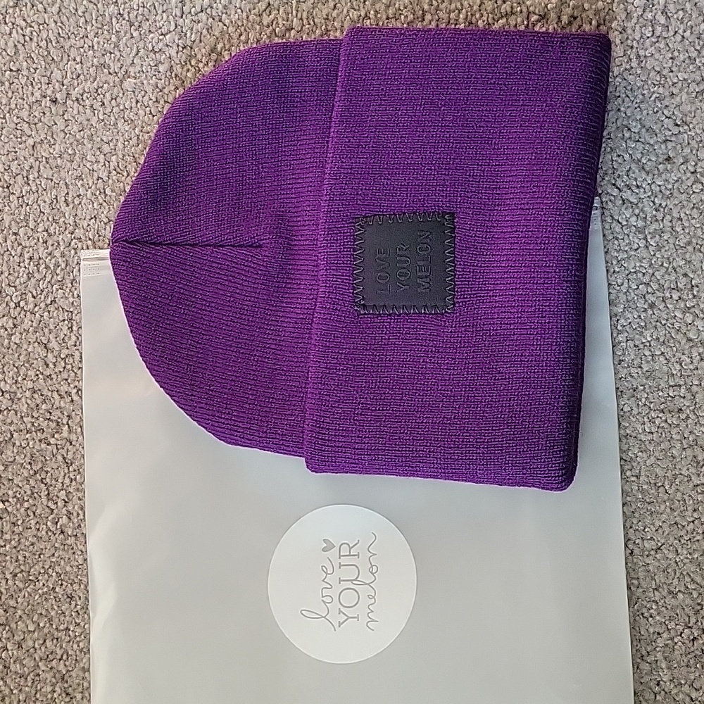 Love Your Melon Purple Acrylic Cuffed Beanie